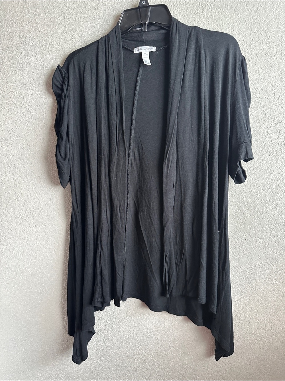 Ambiance Black Rayon Open-Front Cardigan